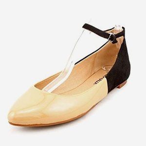 New SPLENDID ISABEL Caramel Patent black Suede Designer COMFORT Ballet Flats 6M